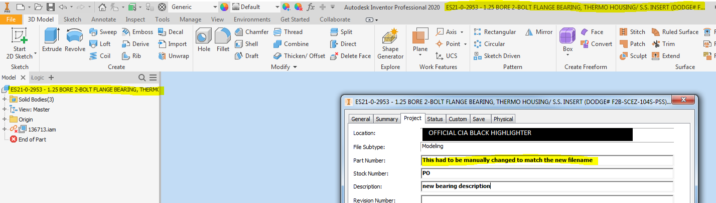 Solved: content center part properties after save as - Autodesk Community