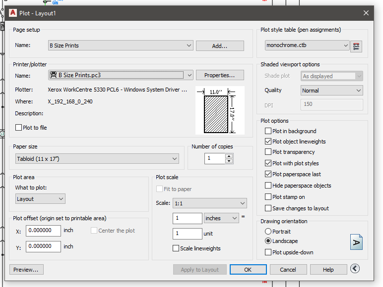 B Size Layouts Page Setup/.PC3