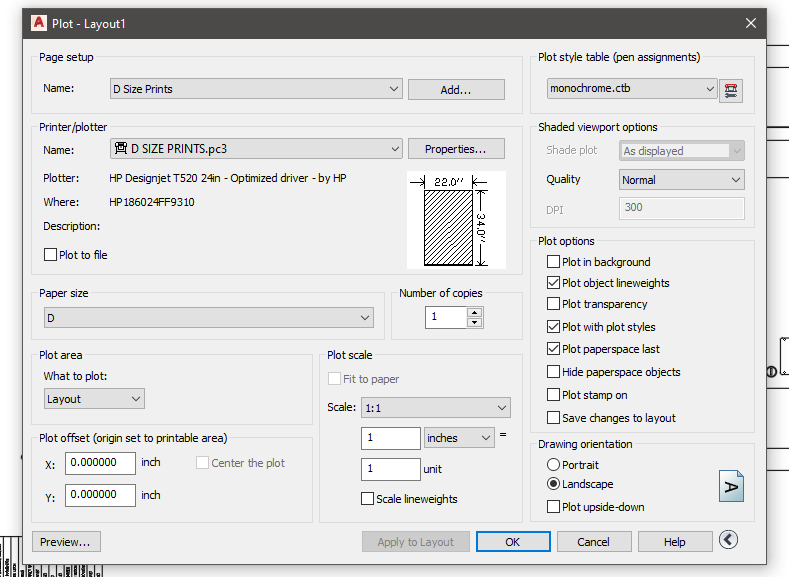 D Size Layouts Page Setup/.PC3