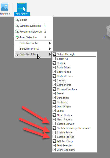 How to make unconstrained sketches unselectable when visible ...