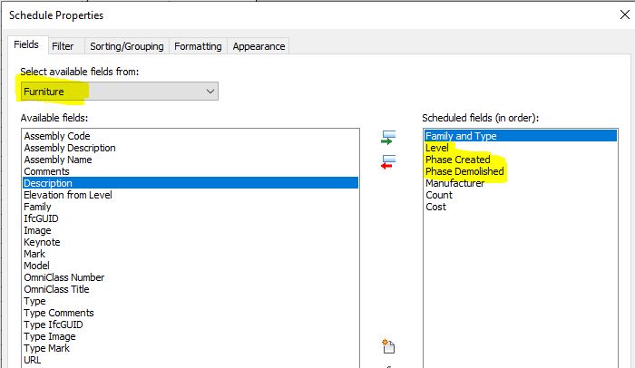 Solved: Filtering in schedules - Autodesk Community