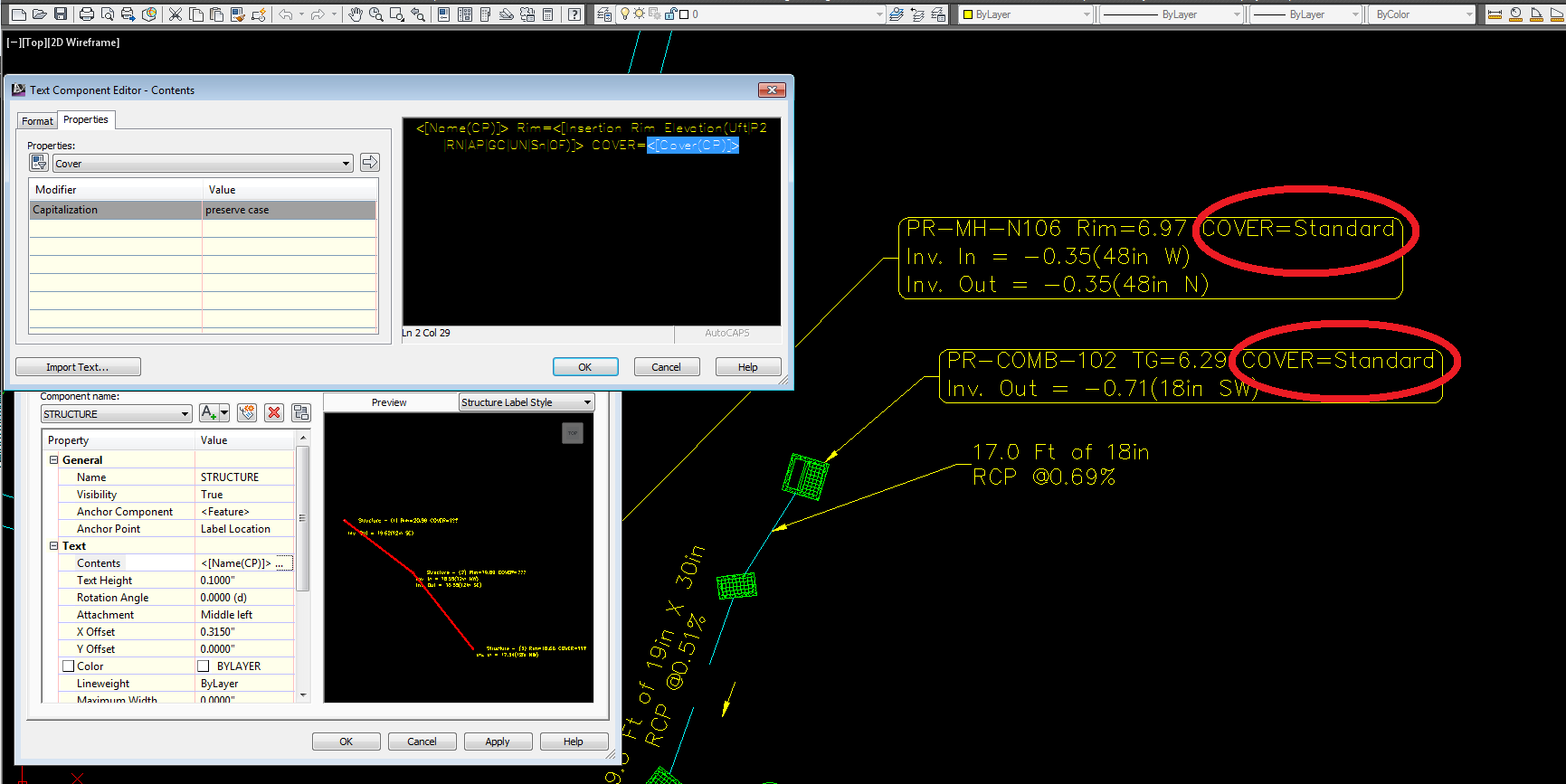 Solved: pipe cover to pipe/structure label - Autodesk Community