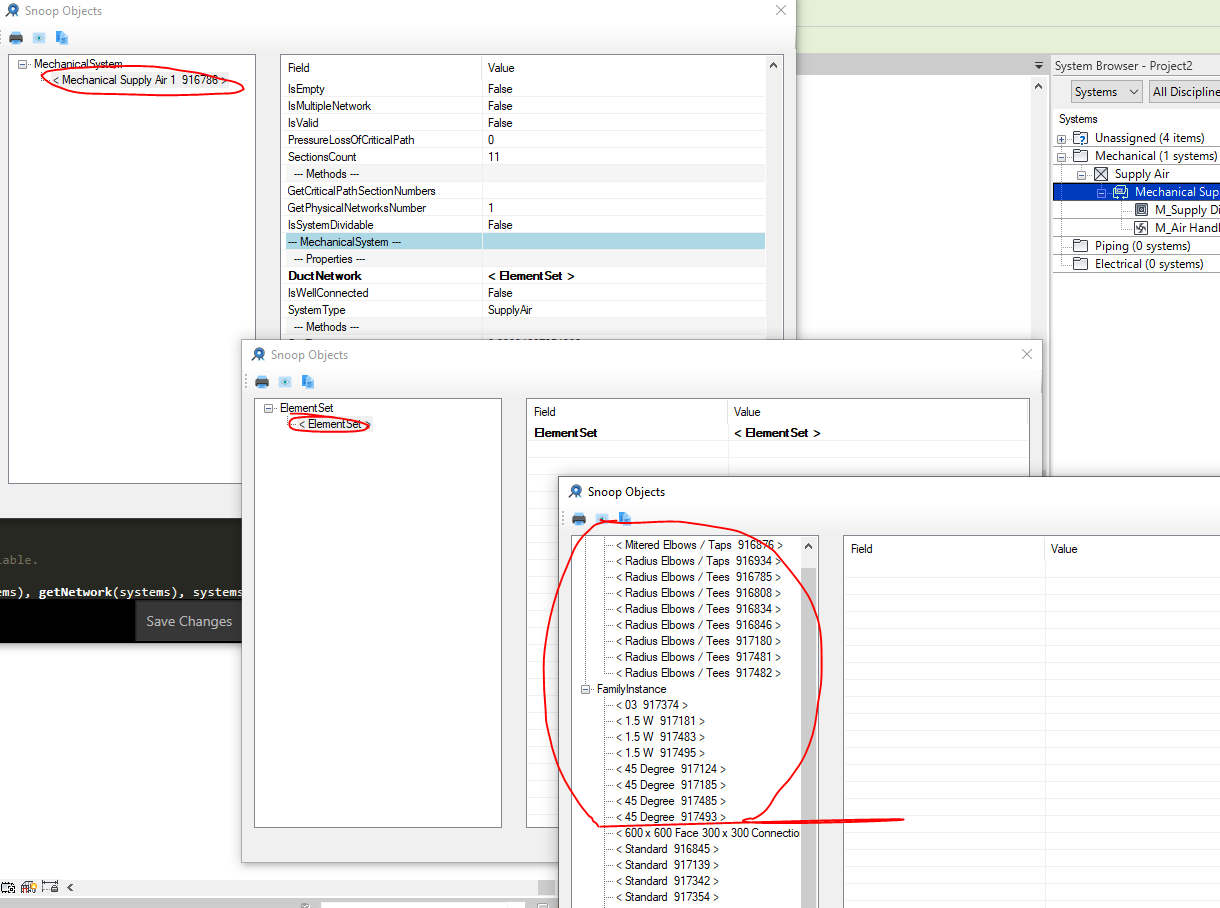 Getting elements using the DuctNetwork property from mechanical systems ...