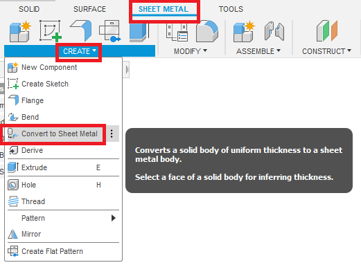 Solved: component to sheet metal - Autodesk Community