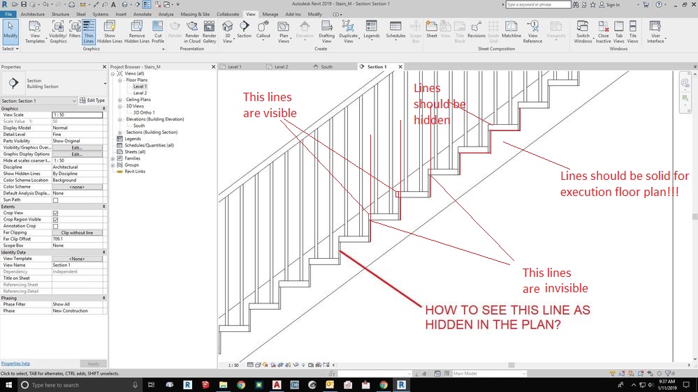 [Stairs] Hidden Riser Lines do not show in plan - Autodesk Community