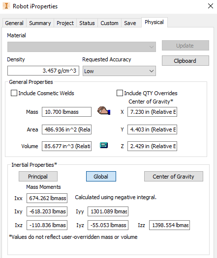 Solved: Calculated Moment of Inertia appears too large - Autodesk Community