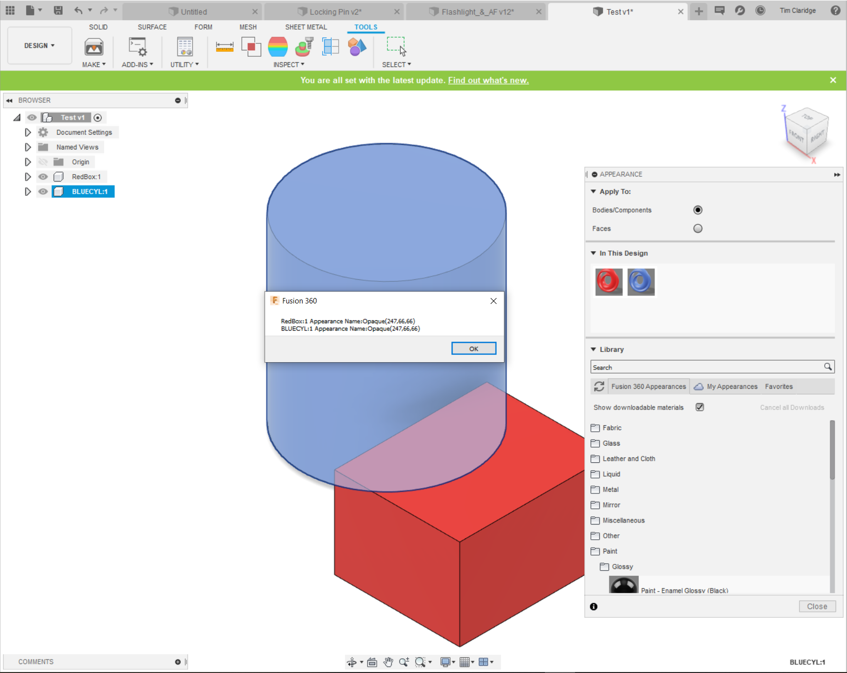 Issue getting correct appearance in API from assembly imported from ...