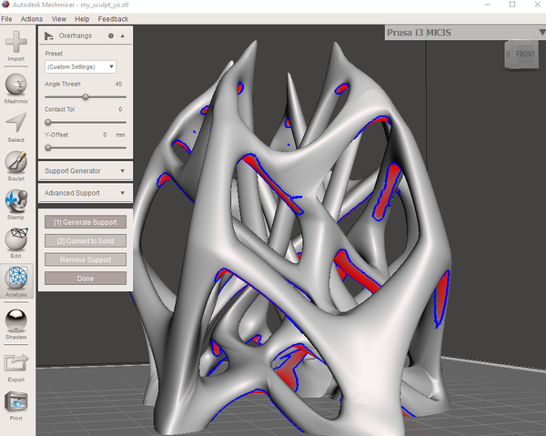 meshmixer overhang analysis