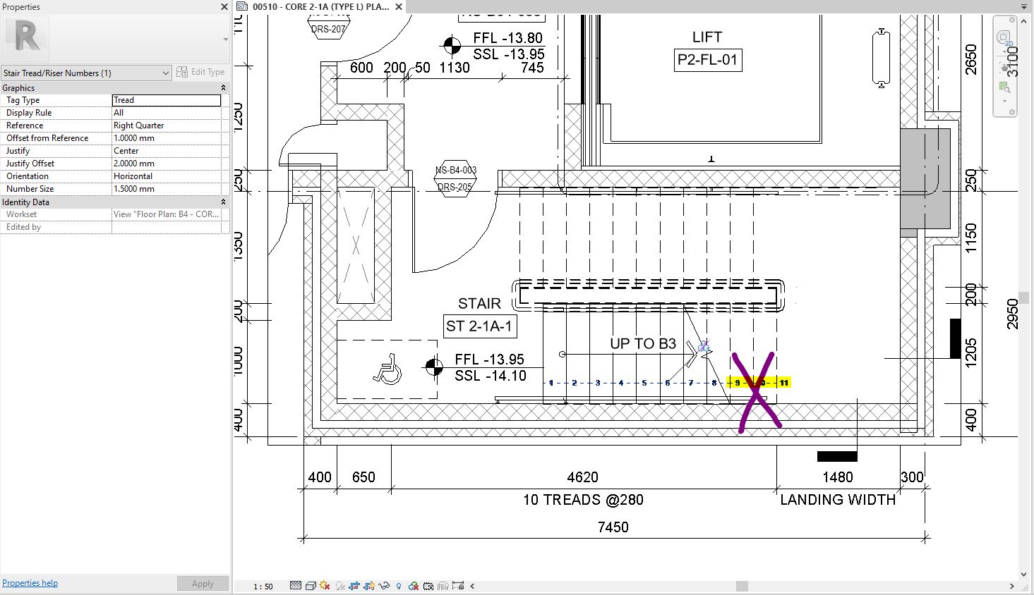 How to Show Only Numbers Below Cut Plan on Stairs