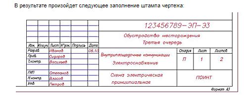Заполнить штамп чертежа