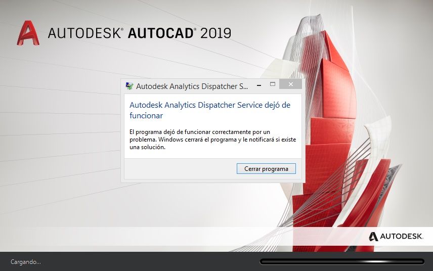 Error al abrir AutoCAD 2019