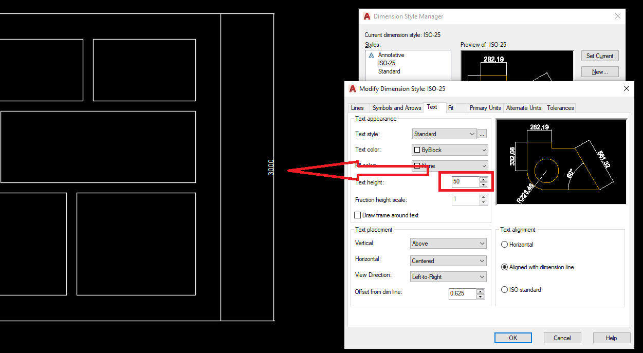 Solved: Dimension text height not changing - AutoCAD