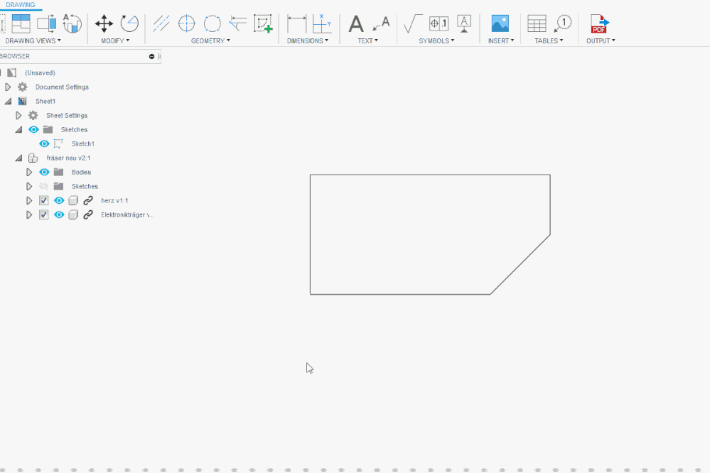 sketch and dimension in drawing mode