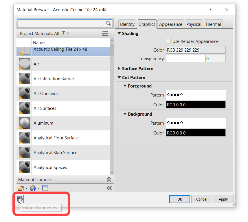Solved: Materials custom shared parameters update issue - Autodesk ...