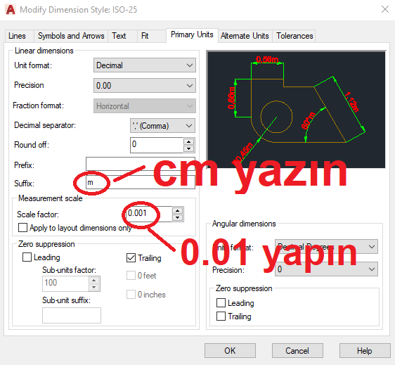 Çözüldü: Autocad'de metreyle çizilmiş olan projeyi cm ye çevirme - Autodesk  Community - International Forums