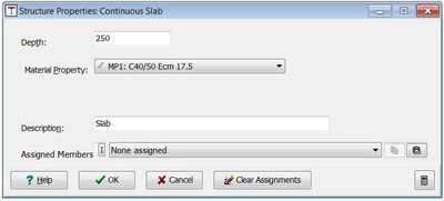 Figure 2: Transverse Section properties to be assigned using continuous slab