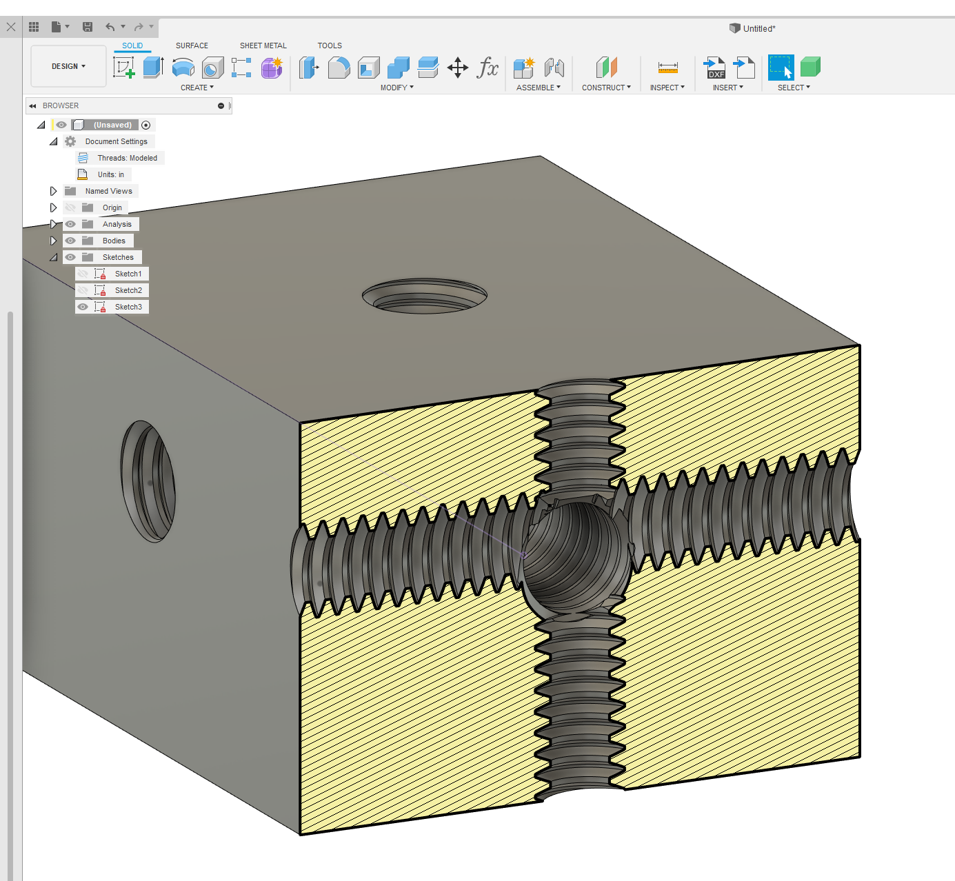 Fusion locks up when adding threads Autodesk Community