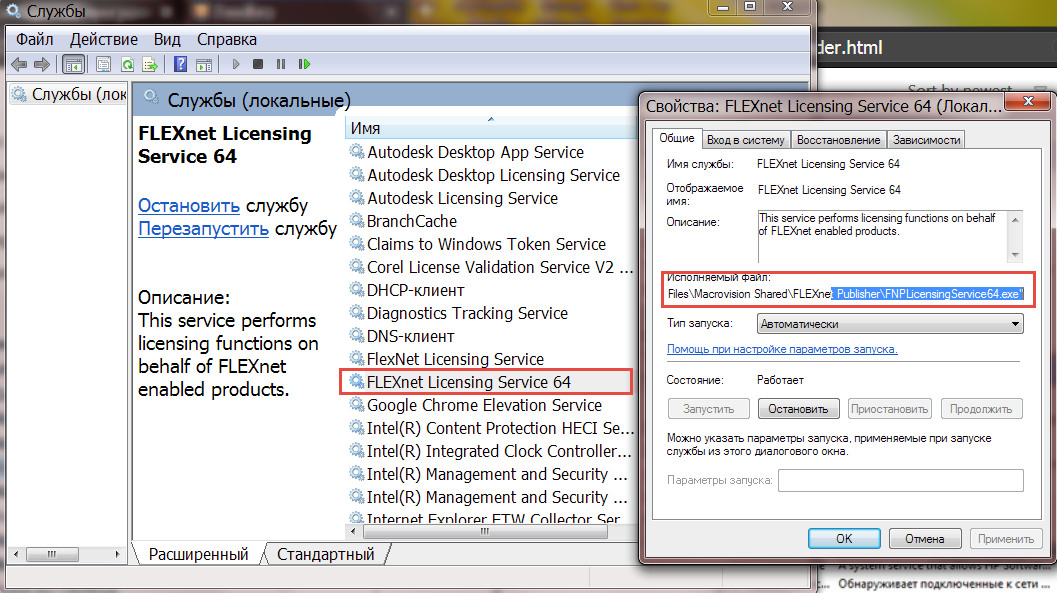 Как включить flexnet licensing service windows 7