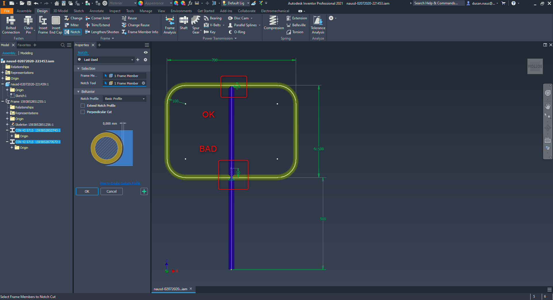 Solved: Inventor 2021 - Notch frame member issue - Autodesk Community
