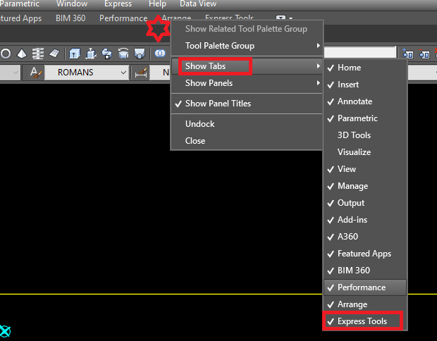 Solved: Express tools menu not showing in the Ribbon !! - AutoCAD