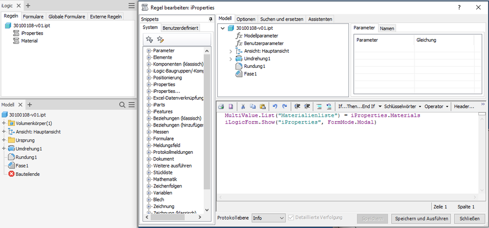 Source code of rule 1 (Get list of materials)