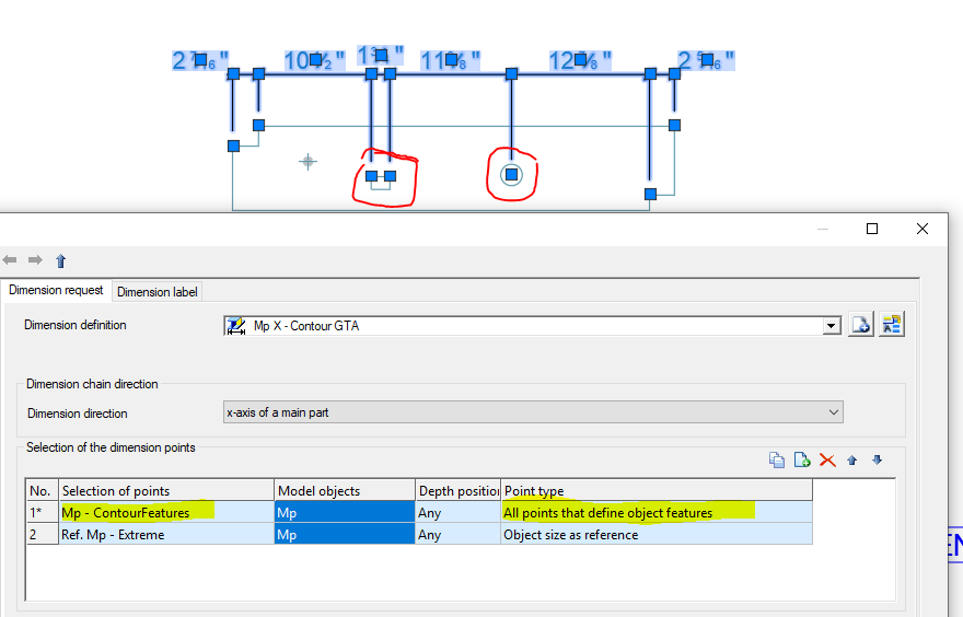Solved Dimensioning to a circular contour versus a hole pattern object