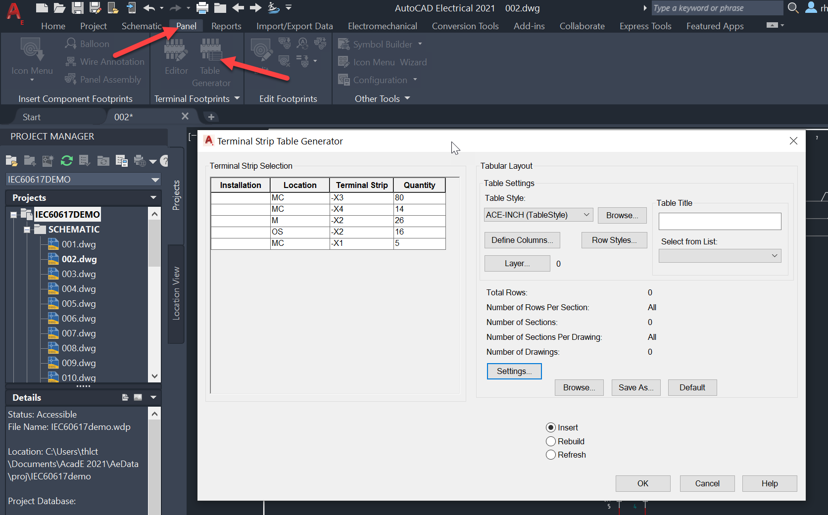 Solved: Tabular Terminal Strip with block TERMLAY_HEADER and TERMLAY ...