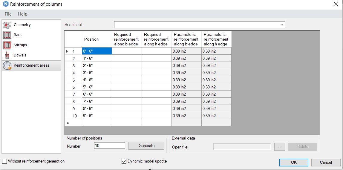 How to see required reinforcement area in naviate rex 2021 Autodesk