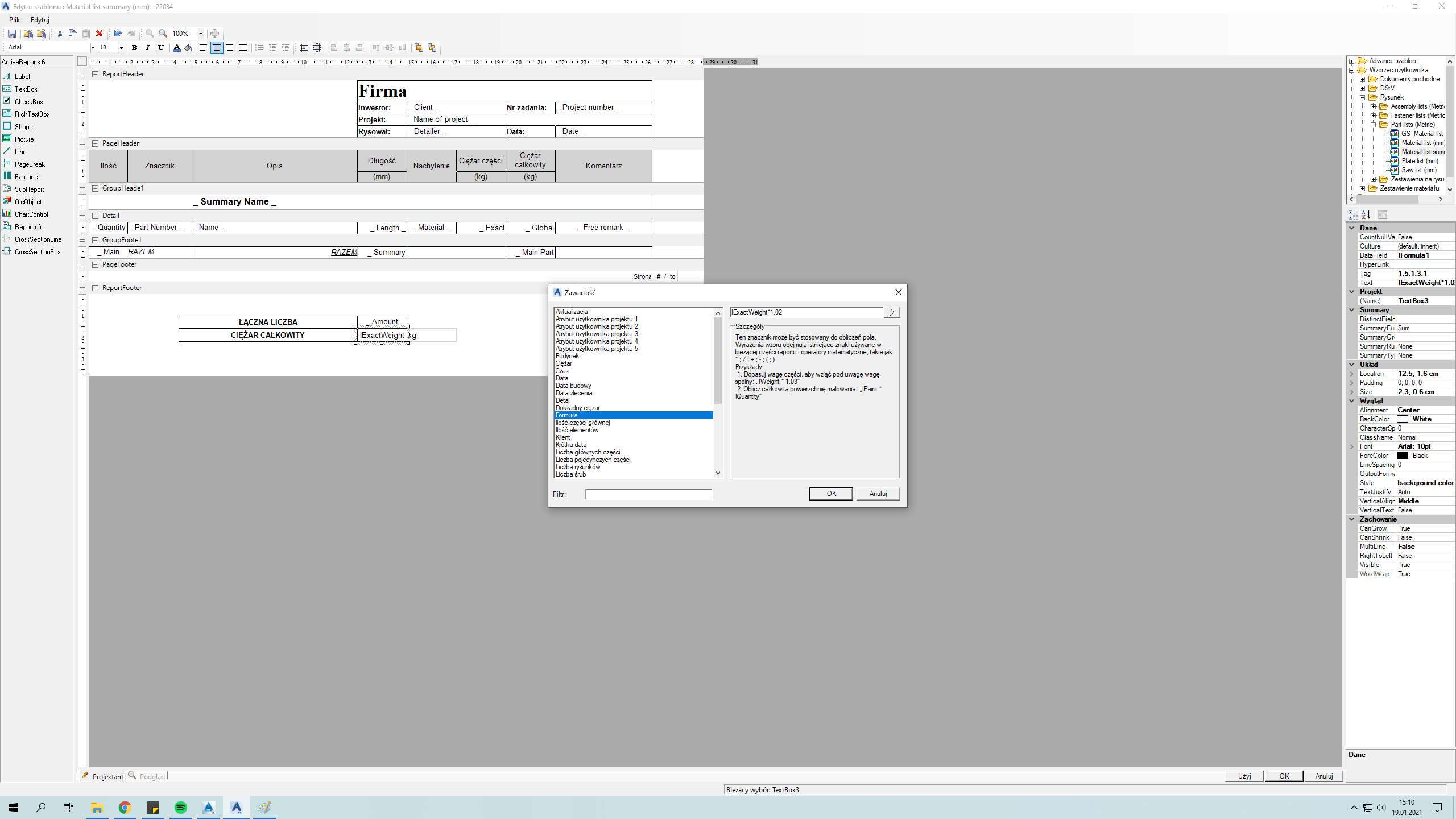 Formula in BOM summary - Autodesk Community - Advance Steel