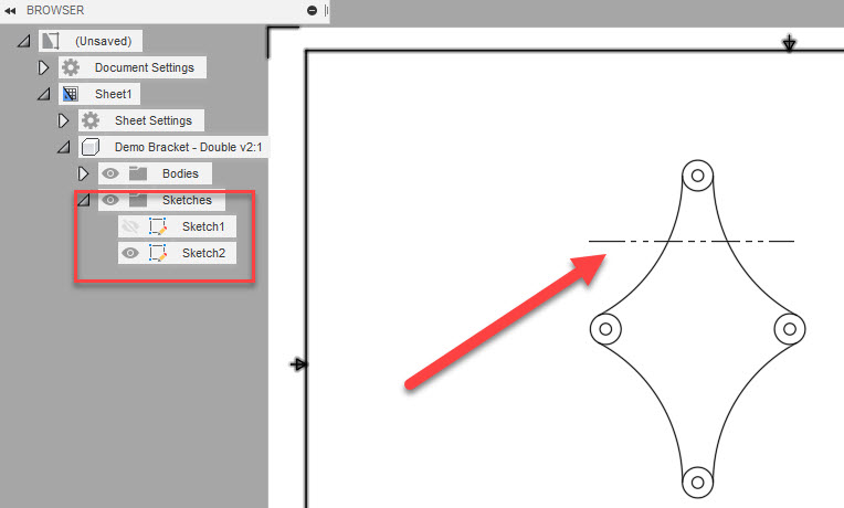 Solved Show Sketch In Drawing Autodesk Community Fusion 360