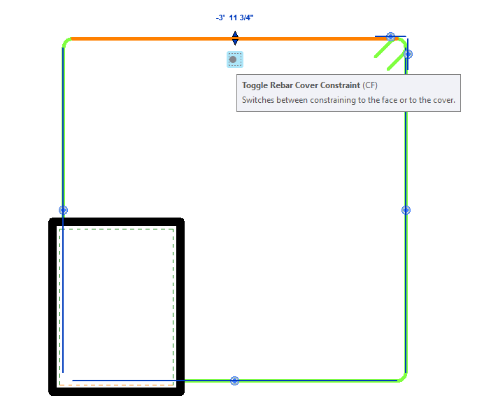 After implementing the Code snippet (The handles are indeed constrained to the cover as shown by the blue Toggle Rebar Cover Constraint logo)