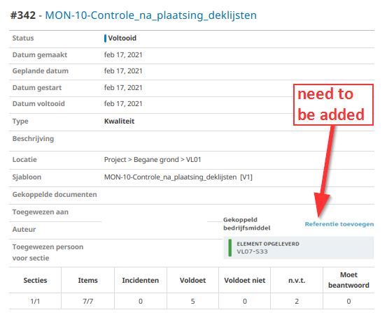 checklist with added asset info