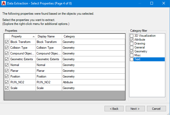Data Extraction Property Selection - Autodesk Community