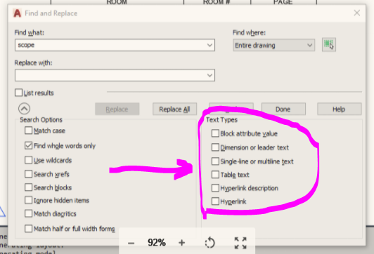 Find and Replace not detecting existing words - Autodesk Community