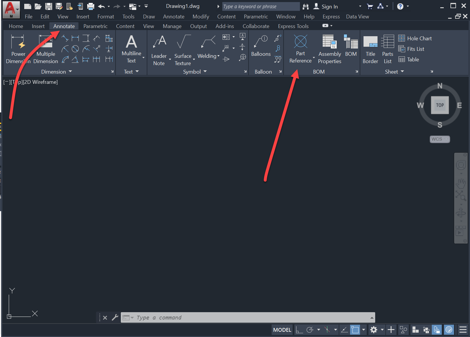 Unable to locate "Annotate > BOM > Part Reference" in Autocad