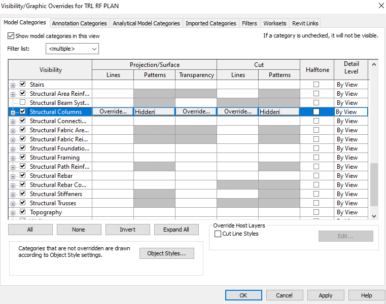 Solved Structural Columns not showing up in detail view section