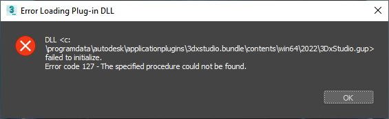 Solved: 2022 "Error Loading Plug-in DLL" - Autodesk Community - 3ds Max