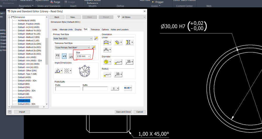 Smaller size for tolearance representation