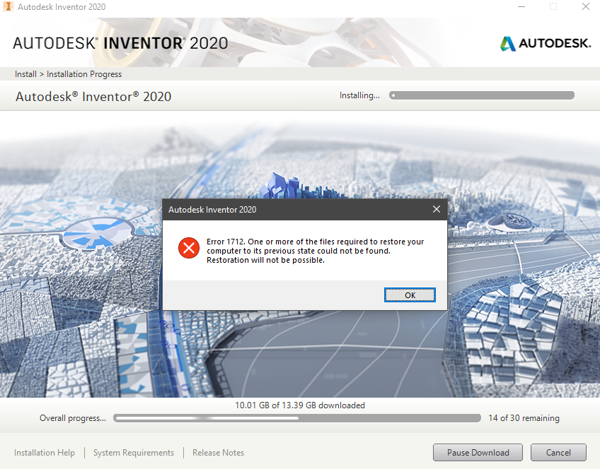 Autodesk inventor ошибка 1603