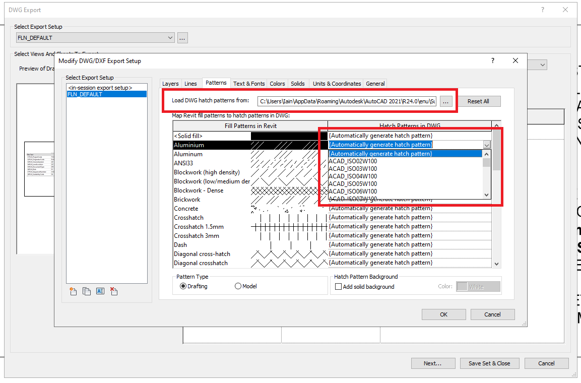 Revit – Exporting from Revit to AutoCAD - Hatch Patterns in the ...