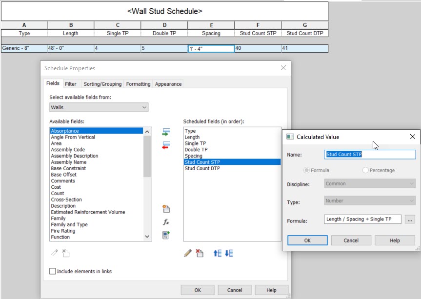 Solved: Schedules : Total Stud Count Formula - Autodesk Community