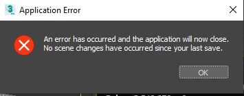 Solved: Appliation Error during save as file to lower version. From 2022 to  2019 - Autodesk Community - 3ds Max