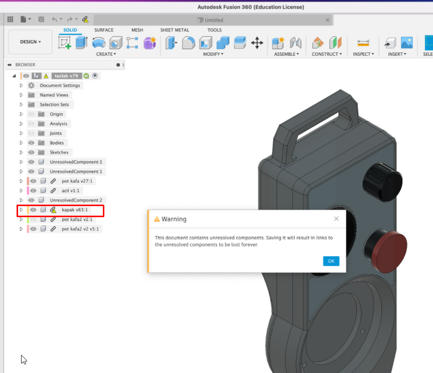 Getting bored of unresolved components error - Autodesk Community