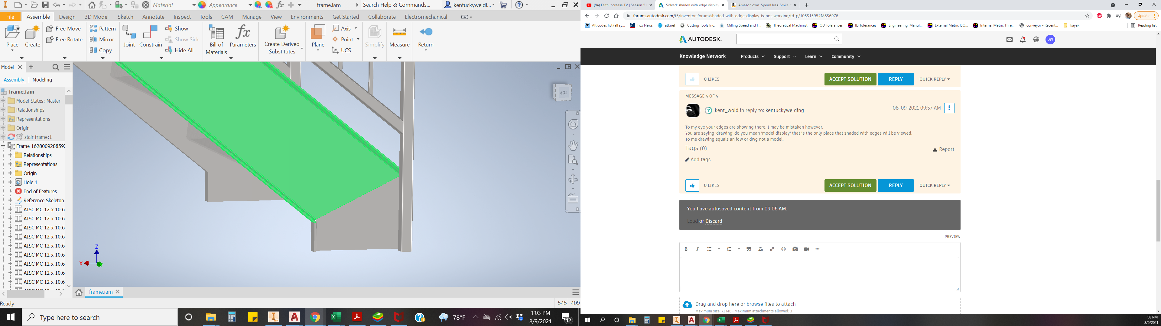Solved: shaded with edge display is not working - Autodesk Community