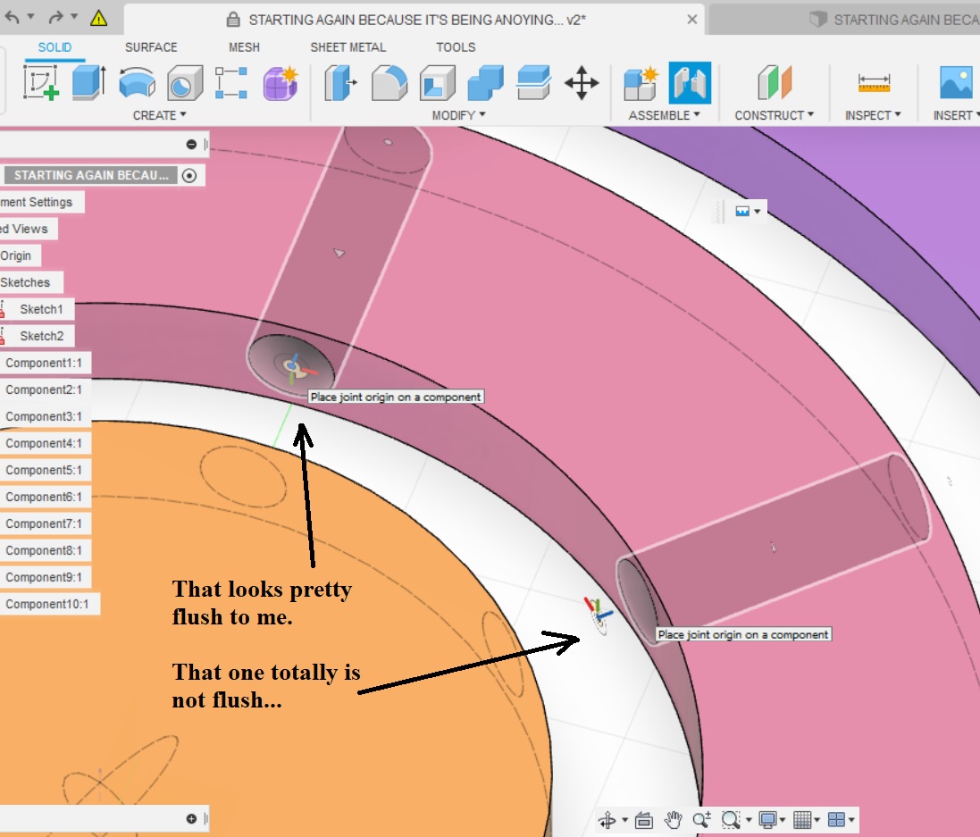 Can't get joint origins to snap to center of hole anymore... - Autodesk ...