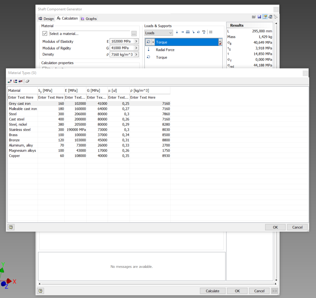 Shaft generator access in part environment and material mapping to