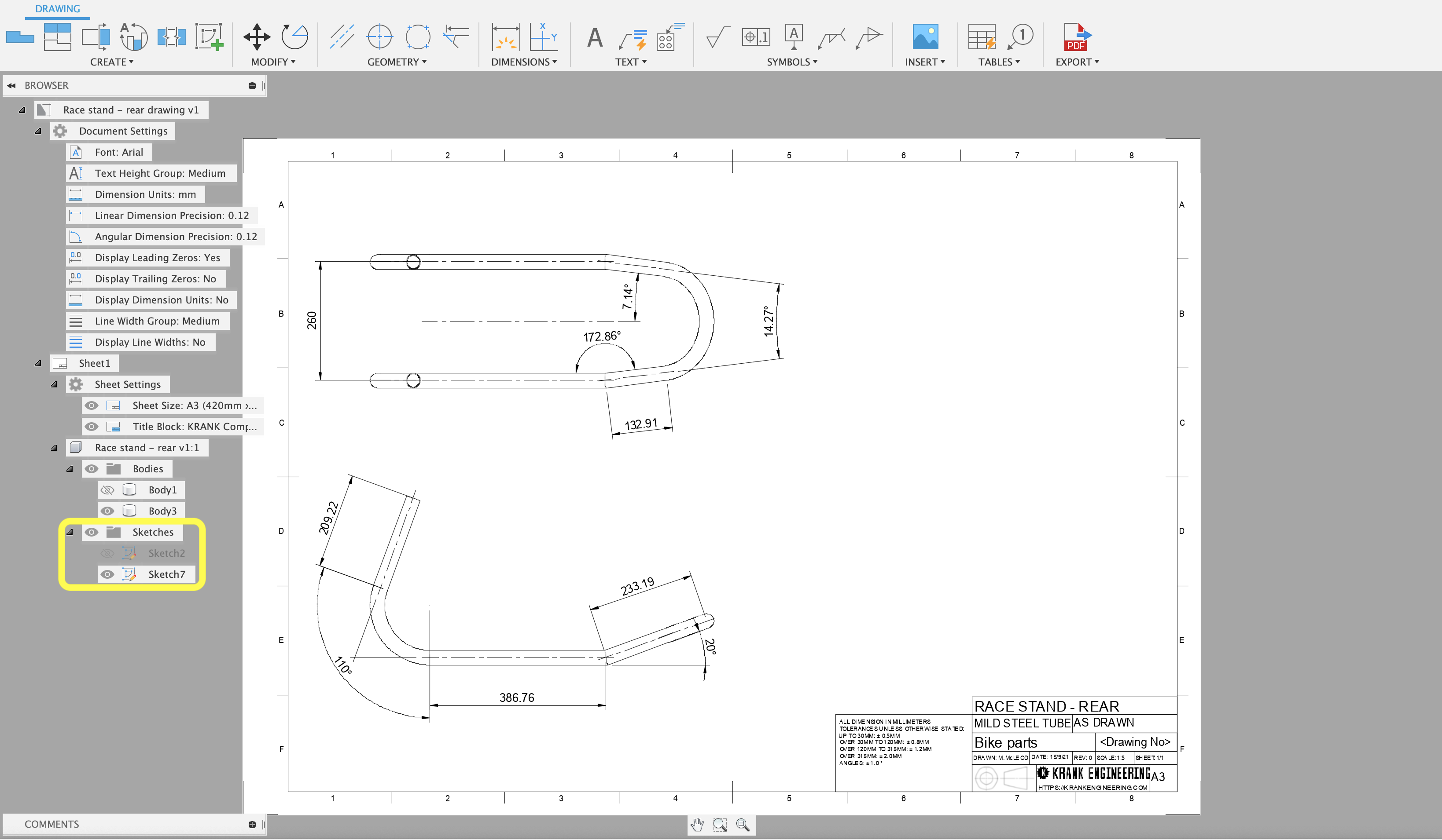 Dimensioning to tube or pipe "center line radius" (CLR) - Autodesk  Community - Fusion 360