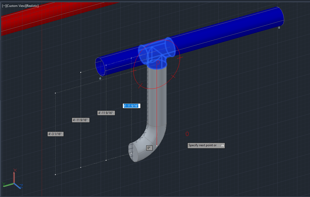 Routing down or up (vertically on Z) from CL of Tee - Autodesk Community