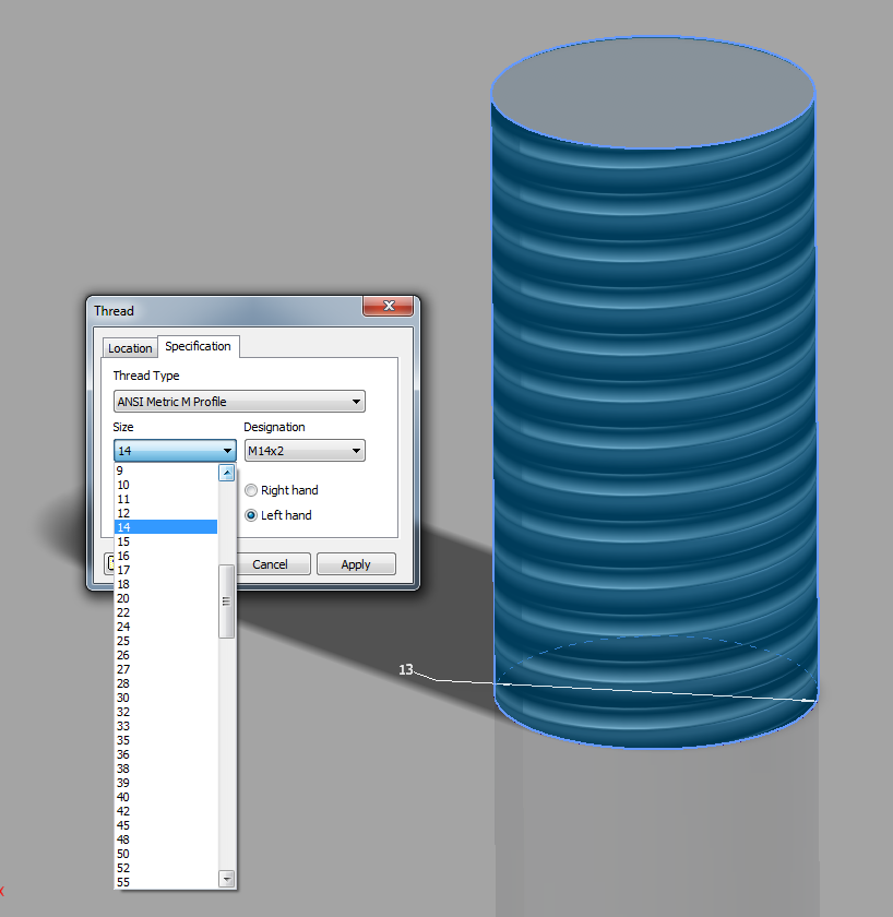 Cannot specify M13 x 1 Metric Thread Autodesk Community