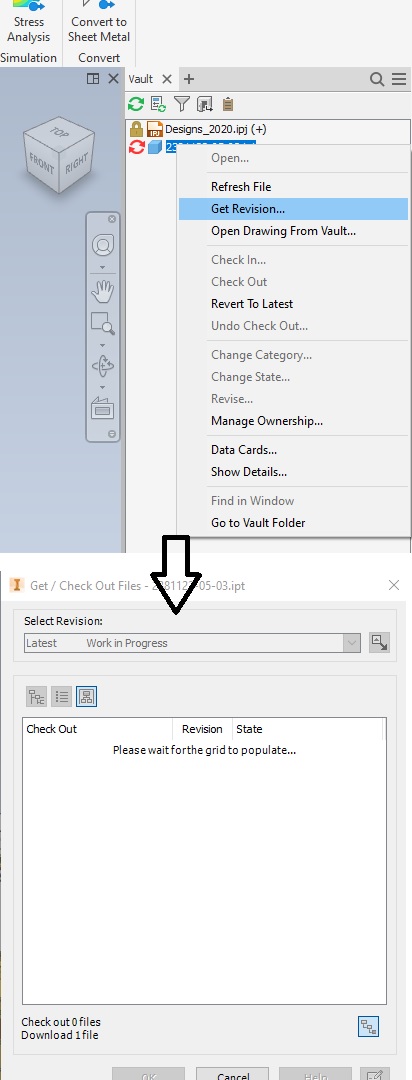 Inventor 2020.4 Get Revision (from vault browser window in Inventor ...